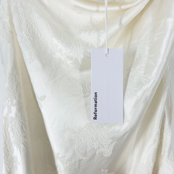 NWT Reformation Alisa Silk Maxi Dress in Ivory Jacquard - Picture 9 of 15